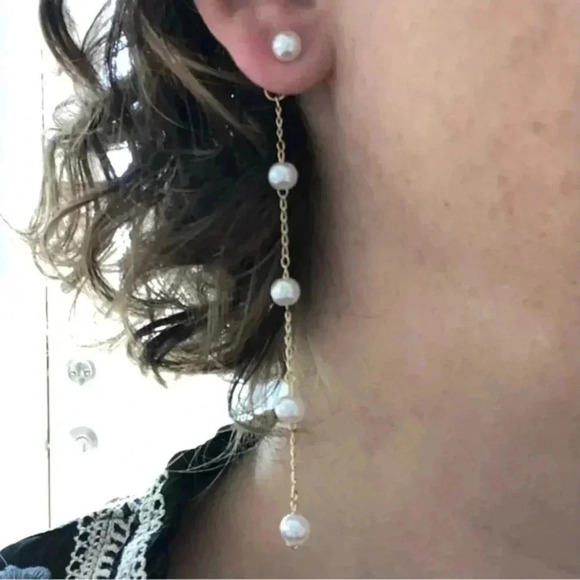 Beautiful Mix-n-Match Pearl Gold Drop Stud Earrings NWT - Picture 2 of 3